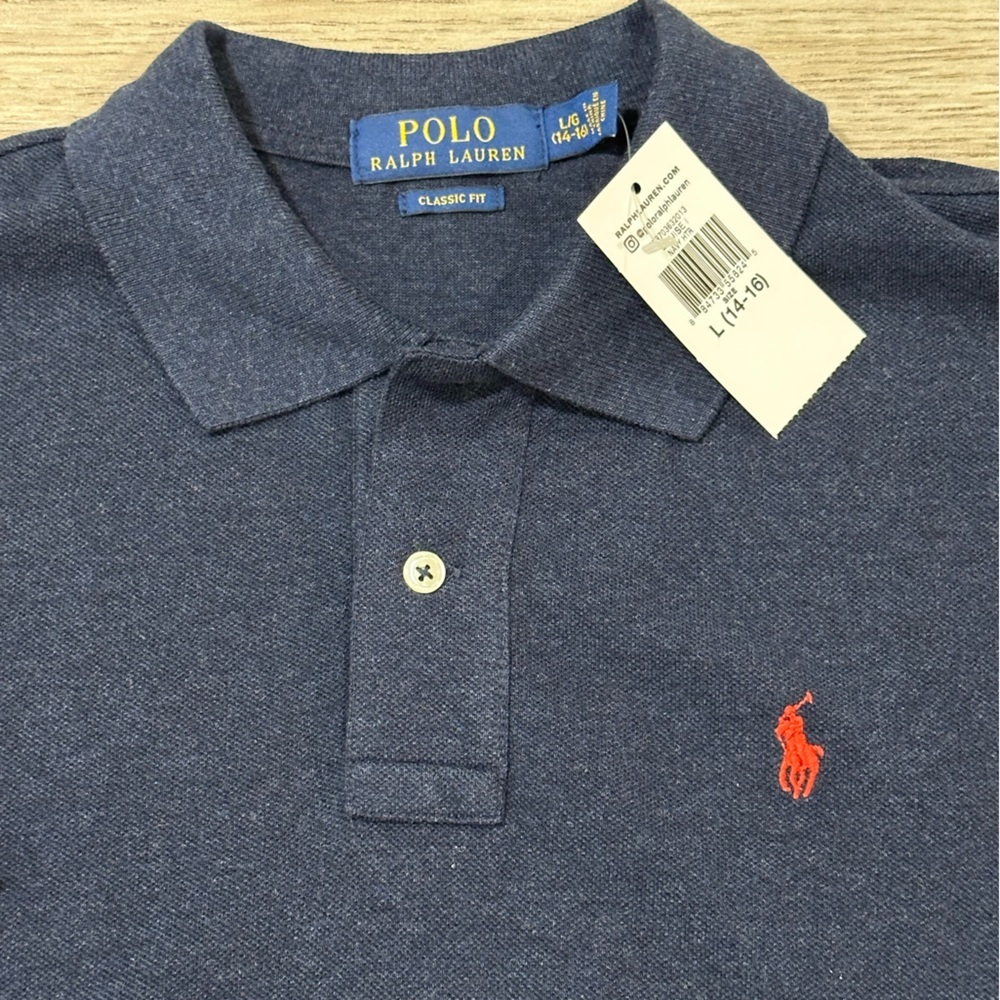 NWT Ralph Lauren (YL) Navy Polo Shirt with Red Logo